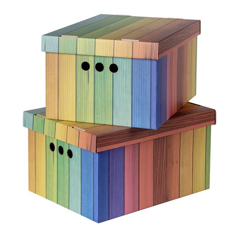 multi colored storage boxes